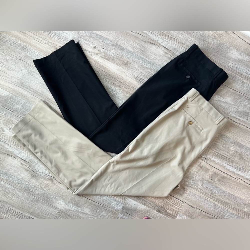Lot of 2 Callaway Men’s Golf Pants 36X34 Pair Khaki & Black